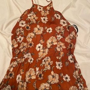 NWT F21 orange/tan floral halter backless romper